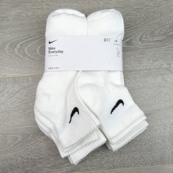 Nike Everyday Ankle Socks White (6 Pack) Women's 6-10 / Youth 5Y-7Y NEW - Picture 2 of 8